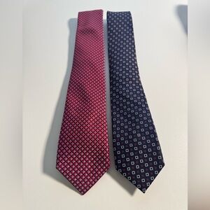 TOMMY HILFIGER Burgundy and Navy Patterned Ties